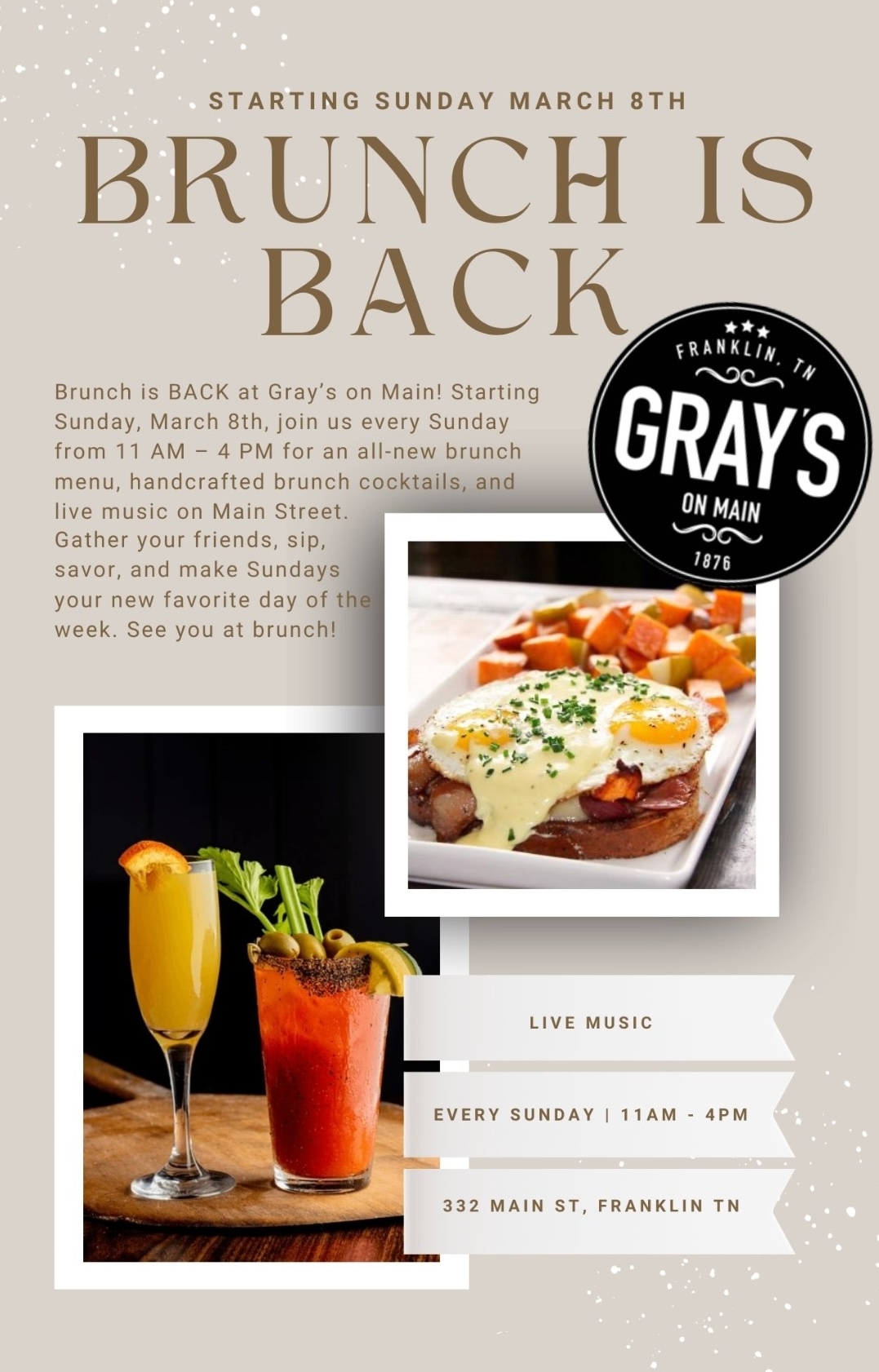 Brunch at Grays on Main splash image