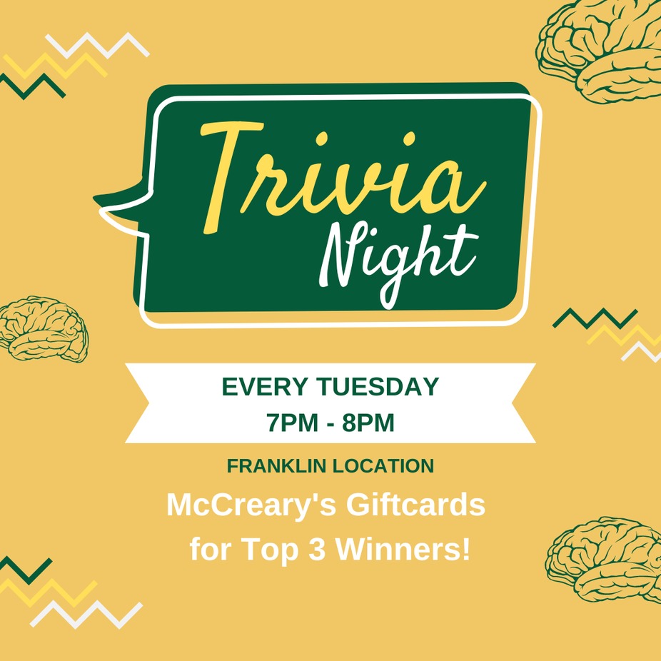 Trivia Night at McCreary’s Franklin! splash image